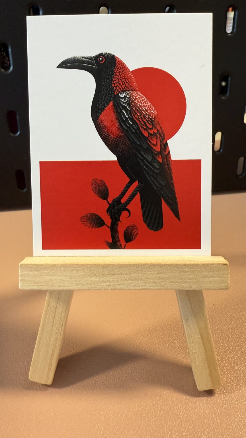 Crimson Raven Original ACEO Artist Card
